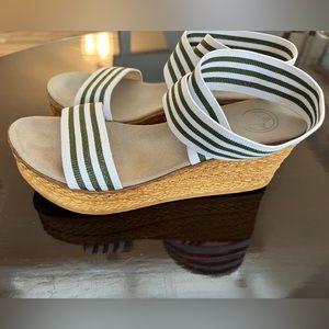 Charleston Shoe Company style: Bermuda in Olive/White stripe. Size 8